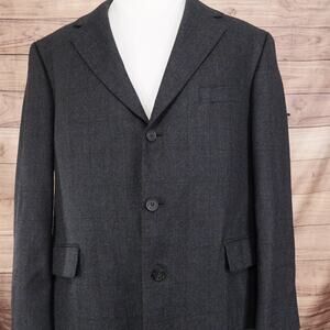 Stafford Executive Blazer Mens 46R Gray Wool Cashmere Classic Suit Jacket -W1
